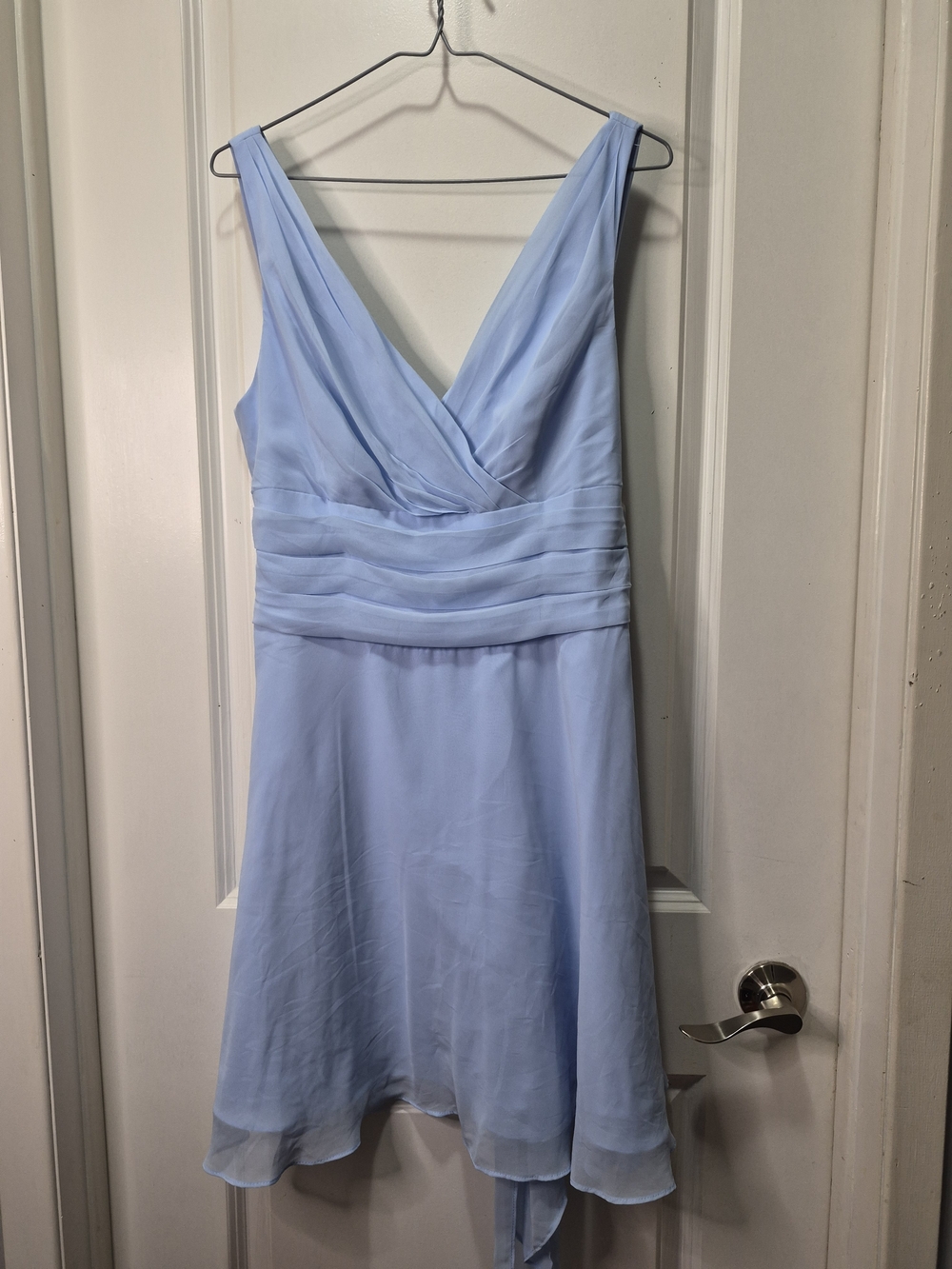 Celebrate It Pale Blue V-Neck Chiffon A-Line Dress